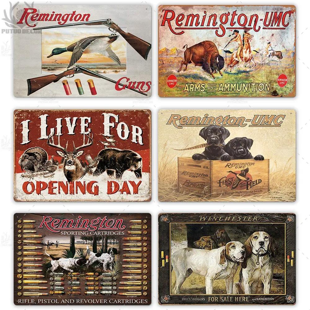 Vintage Hunting Plaque Metal Posters Signs Wall Decor for Man Cave Room Decorative Metal Plate Hunter