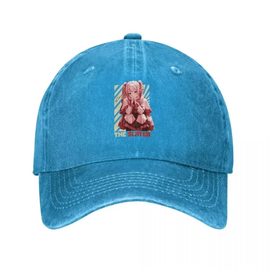 The Slayer Frieren At The Funeral Baseball Cap Vintage Distressed Denim Anime Girl Headwear Unisex Outdoor Unstructured Soft Hat