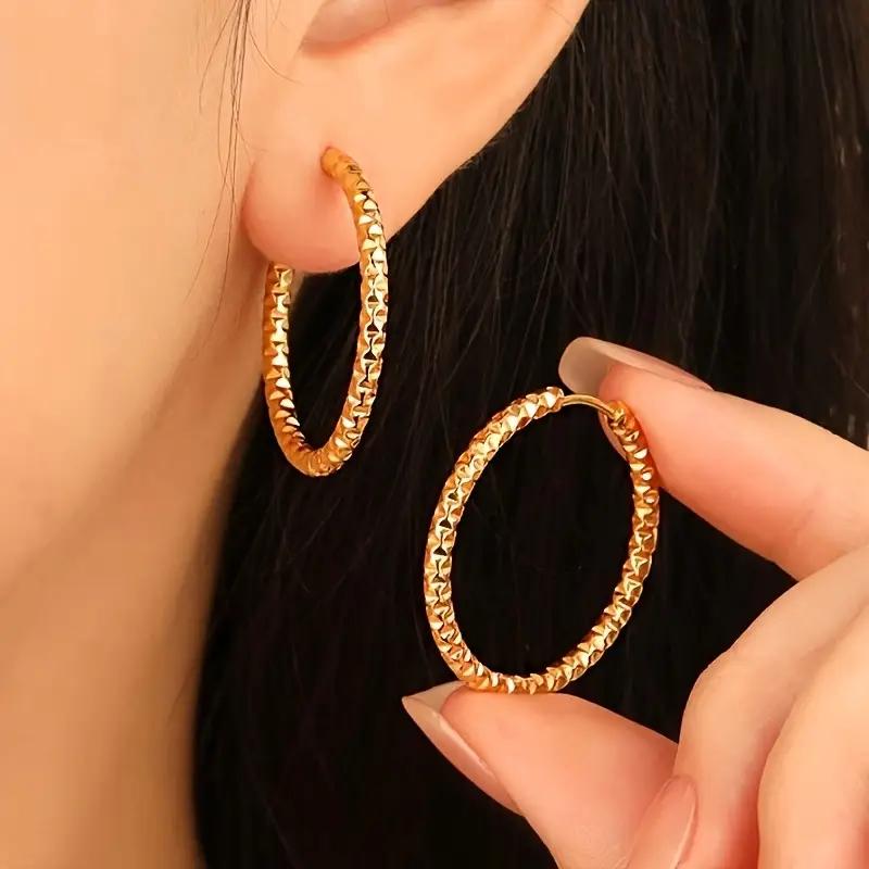 316L Stainless Steel Punk Exaggerated Hoop Earrings for Women Retro Golden Hypoallergenic Party Jewelry Gifts