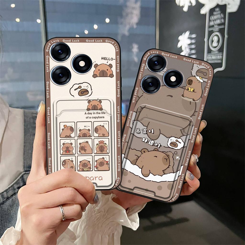 Card slot Dirt-resistant Phone Case For Tecno Spark10 4G/K15K Card bag Silicone Anti-knock Cover Durable Full wrap TPU