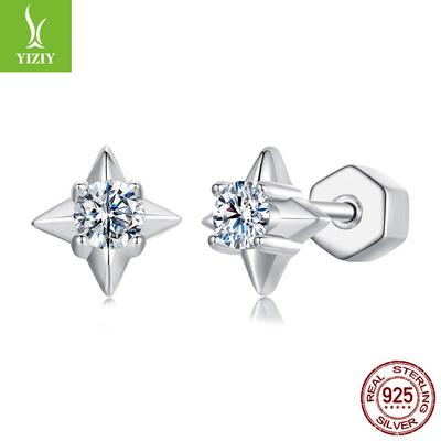 Sterne Scheinen Mozzarella Diamant Ohrstecker, Schlichte Persönlichkeit Nische S925 Sterlingsilber Ohrstecker