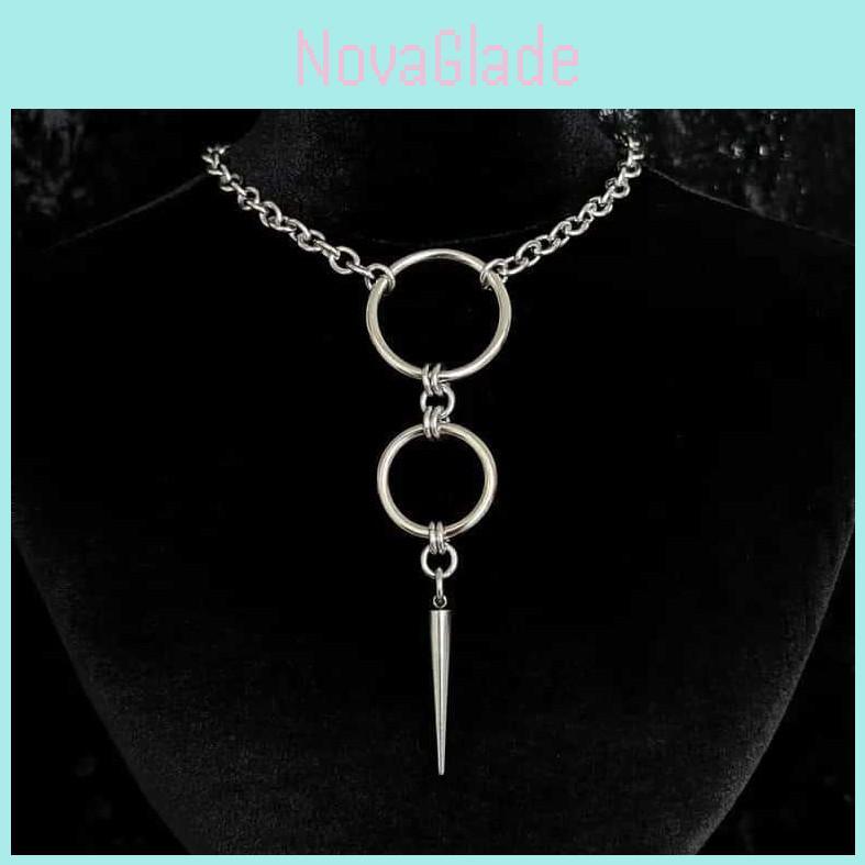 Gothic Steel Chain Necklace With Cross Link For Womens Daily Wear
