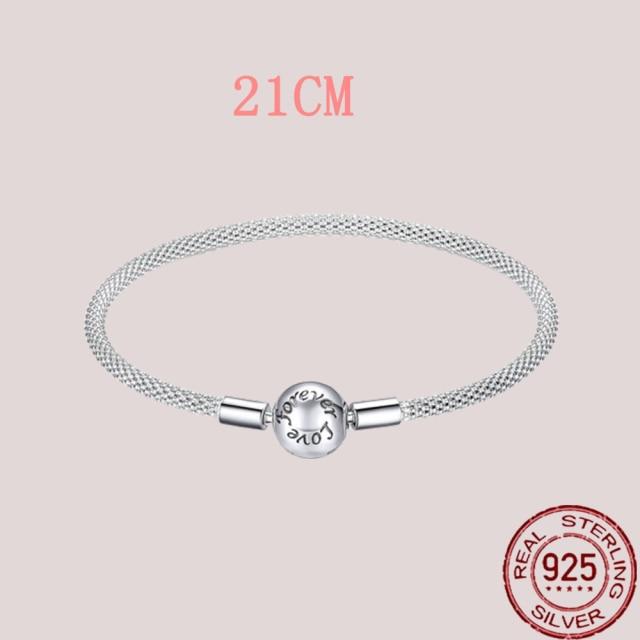 925 Sterling Silver Snake Chain Bracelets Charm Pendientes Mujer 925 Original Bracelet For Women Fine Jewelry Clasp Bangle Gift