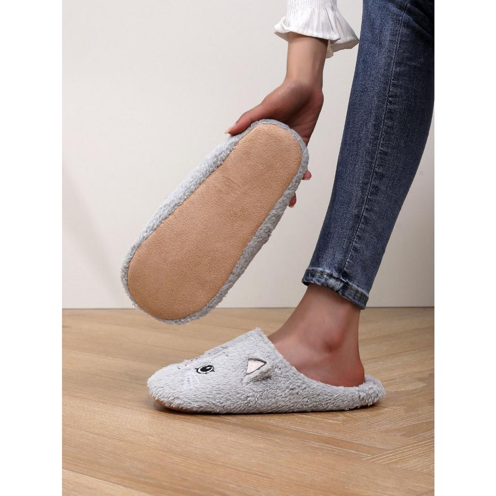 Damen Plüsch Katzen Hausschuhe - Winter Warme Rutschfeste Indoor Hausschuhe mit Niedlichem Cartoon Kätzchen Design, Weiche EVA Sohle & Gemütlicher Stoff, Niedliche Hausschuhe