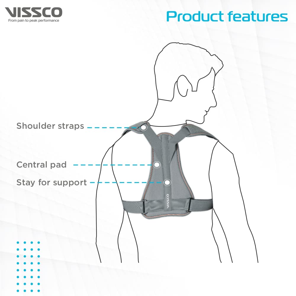 Vissco Clavicle Brace With Shoulder Sleeve for Clavicle fracture, Acromioclavicular joint and sternoclavicular joint injury - Large (Grey)