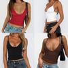 Womens Slim Fit Solid Color Low-Neck Camisole Top 2026 Elegant Casual Wear