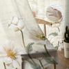 Rustic Vintage Tulips Flowers Sheer Voile Window Curtains Tulle Curtains Living Room Balcony Decoration Drapes
