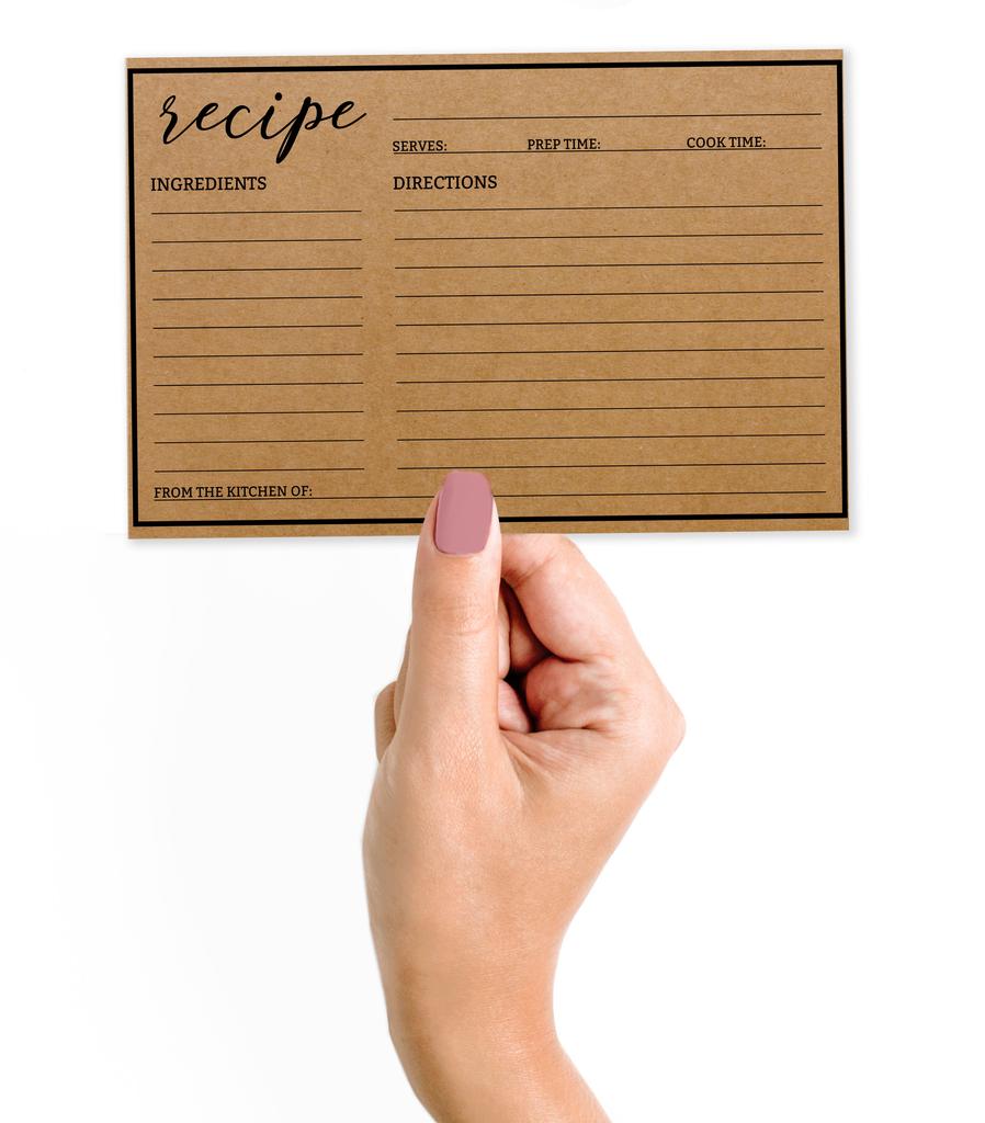 Inkdotpot Karta Przepisu 6x4 cala Jednostronne Karty z Projektami Przepisów Klasyczne Kraftowe Karty Przepisów Ślub-Wieczór Panieński-Baby Shower- Zestaw