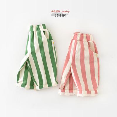 Koreaans Stijl Hoge Taille Kleur Gestreepte Lente Broek voor Baby's en Peuters