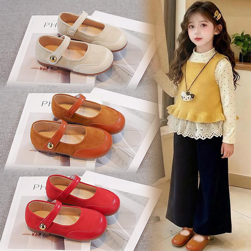 Korean Girls Vintage Leather Shoes Spring Autumn Soft Sole Princess Flats Baby Casual Loafers