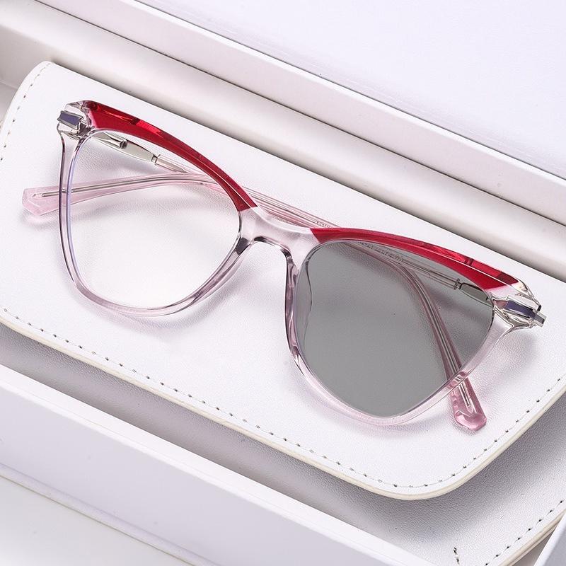New Fashion Women Cat Eye Photochromic Myopia Glasses lady's Anti Blue Light Near Sight Eyewear Outdoor Color Changing UV protection Sunglasses -4.0