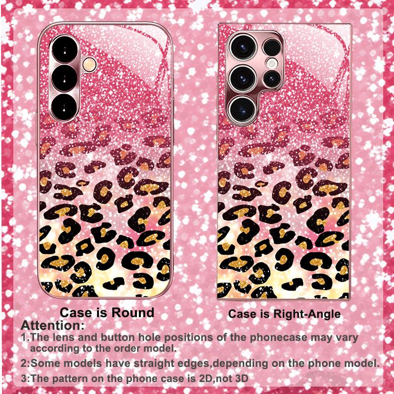 Stylish Sparkling Leopard fashion phone cases mobile phones Glass phone case for Samsung Galaxy S26 S25 S24 S23 S22FE Ultra Plus