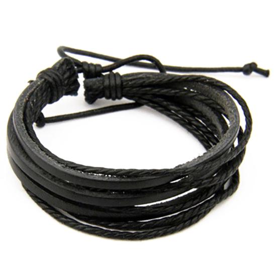 

1 Pc Fashion Women/Men Multilayer Faux Leather Bracelet Casual Braid Bangle чорний