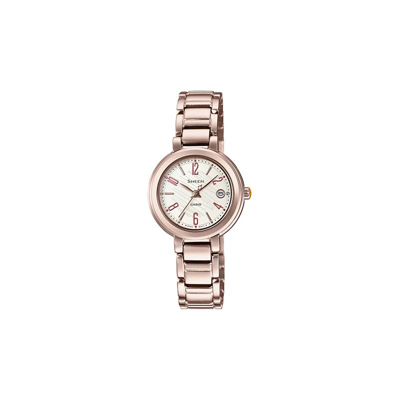 

Casio SHEEN series gradient color fallen leaf design small dial date display simple business waterproof watch quartz movement SHE-4531CG-7AUPR білий