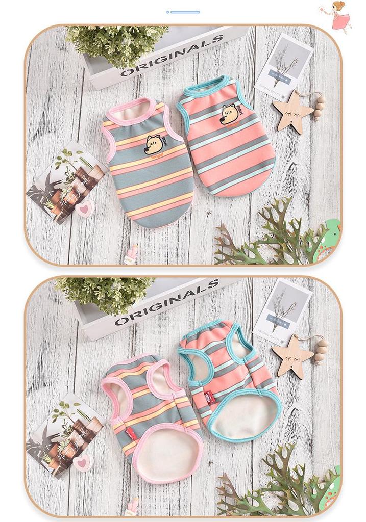Colorful Striped Warm Vest for Pets - Autumn/Winter Style for Teddy, Pomeranian, Bichon, Cats, and Dogs