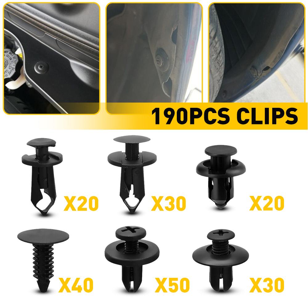 Bumper Fender Rivet Clips Auto Body Push Retainer Pin Rivet Bumper Door Trim Panel Retainer Repair 190 PCS Car Fastener Clip Kit