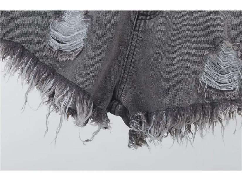 Plus Size Women's High-Waist Ripped Denim Shorts - Summer Loose Fit, Raw Edge, A-Line Style