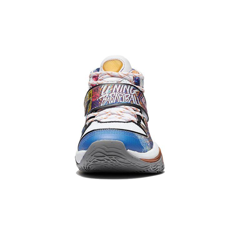 Li Ning Pioneer Premium 2.0 Shock Absorbing Anti-Slip Durable Mid-Top Basketball Shoes Kids Basketball Shoes White Black Orange YKBS002-1