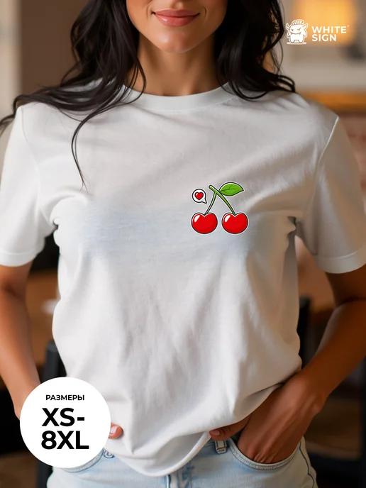 Oversized cotton youth T-shirt with Cherries print 2XL