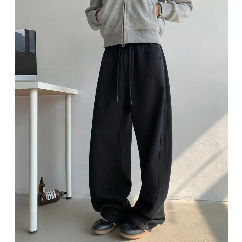 Gray Scimitar Unisex Casual Loose Straight Wide-Leg Pants for Spring and Autumn