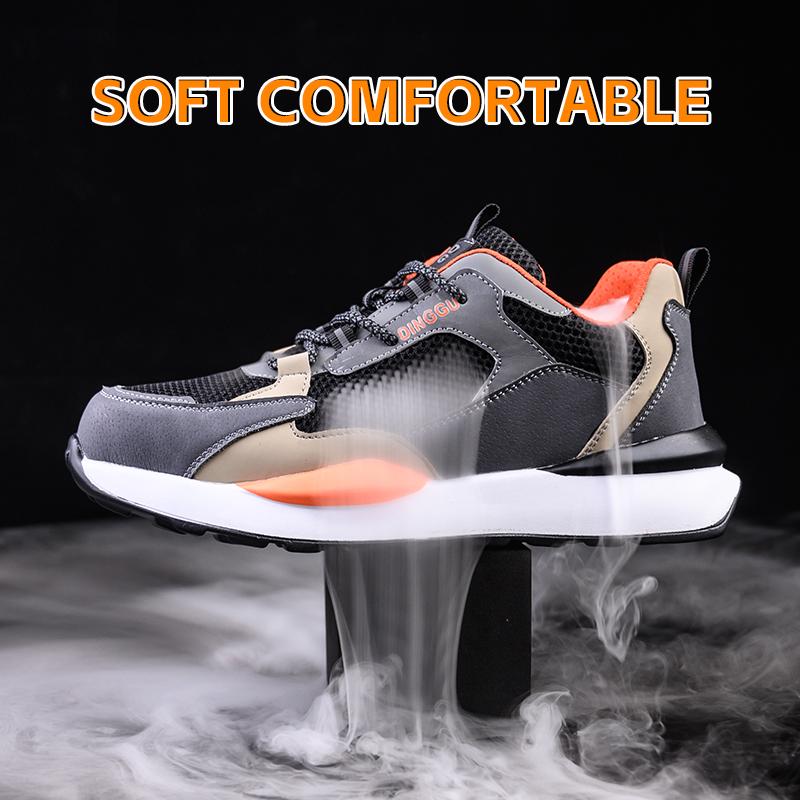 New Summer Breathable Men Safety Work Shoes Sneakers Anti Puncture Outdoor Indestructible Steel Toe Anti Smashing Male Footwear