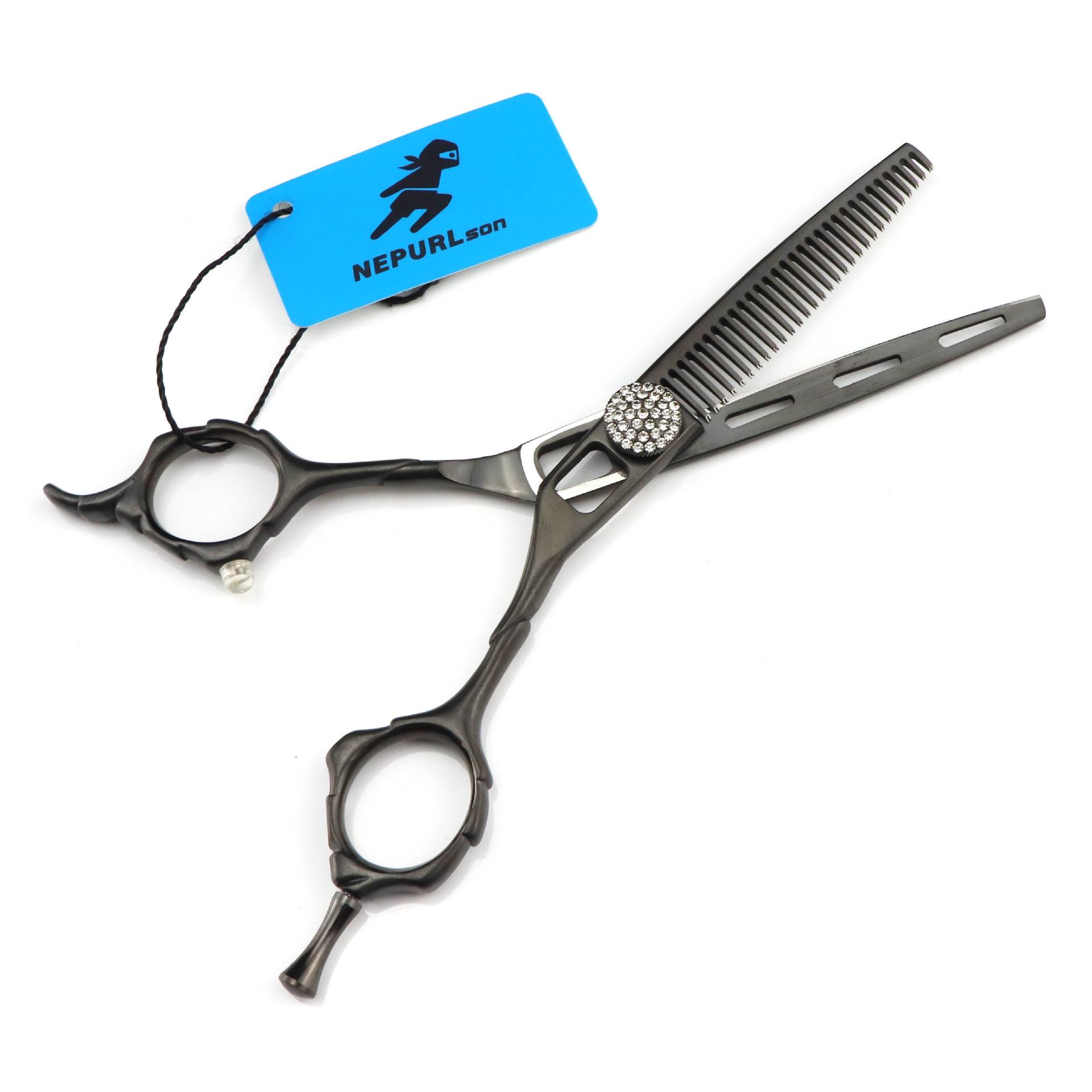 6 Black Hollow-Out Hairdressing Thinning Shears