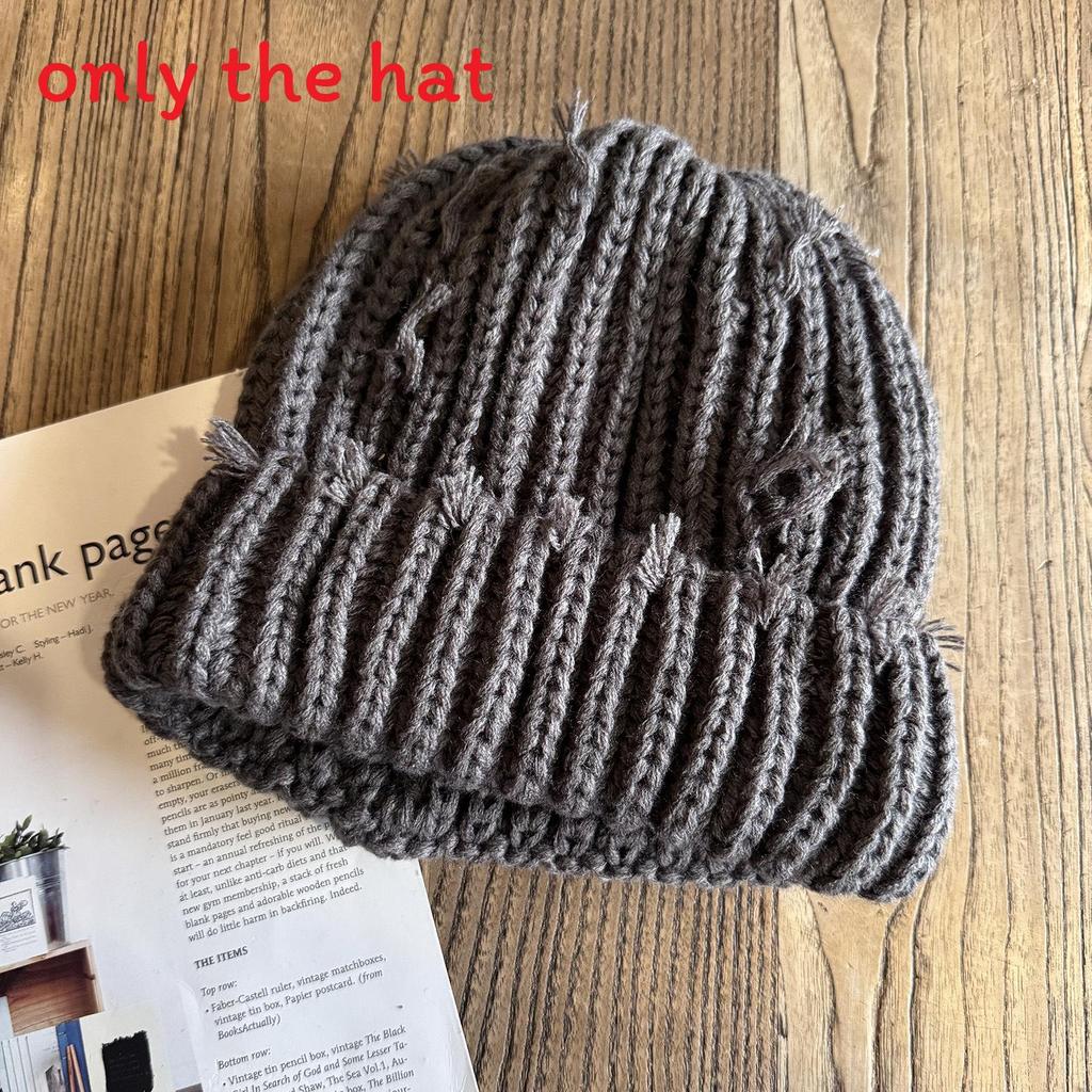 Color With Solid Hole Knitted Hat For Men Women Winter Street Headgear Fashion