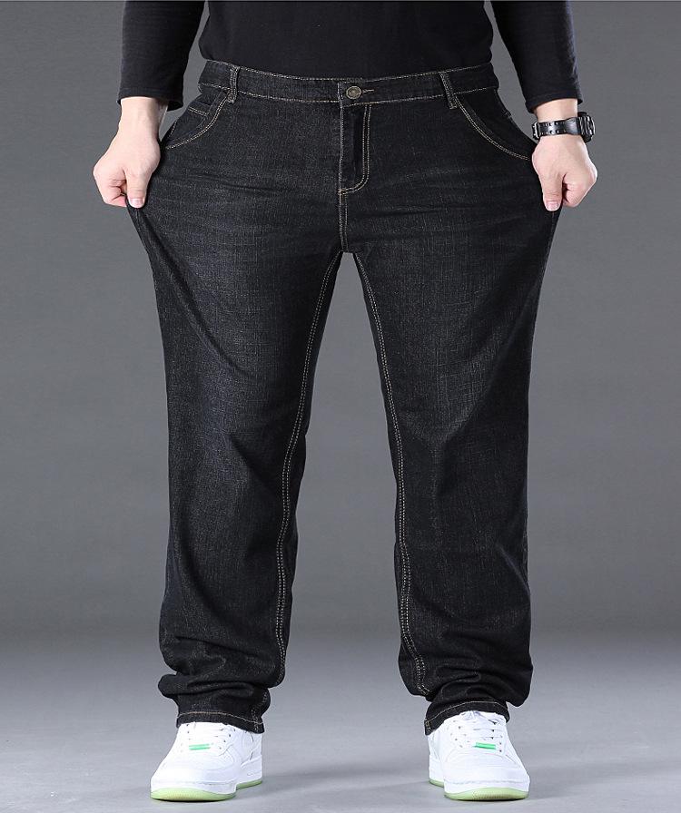Men's Plus Size Stretch Straight Leg High Waist Jeans - Large Size, 300 Jin Capacity.