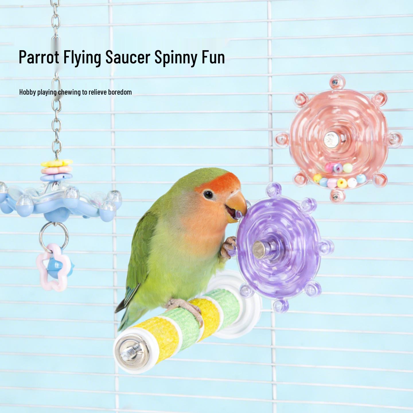 Cross Parrot Tiger Skin Budgie Cockatiel Toy: Boredom Relief & Educational Spin-Spin Fun for Birds Spin-Spin Hanging - Yellow