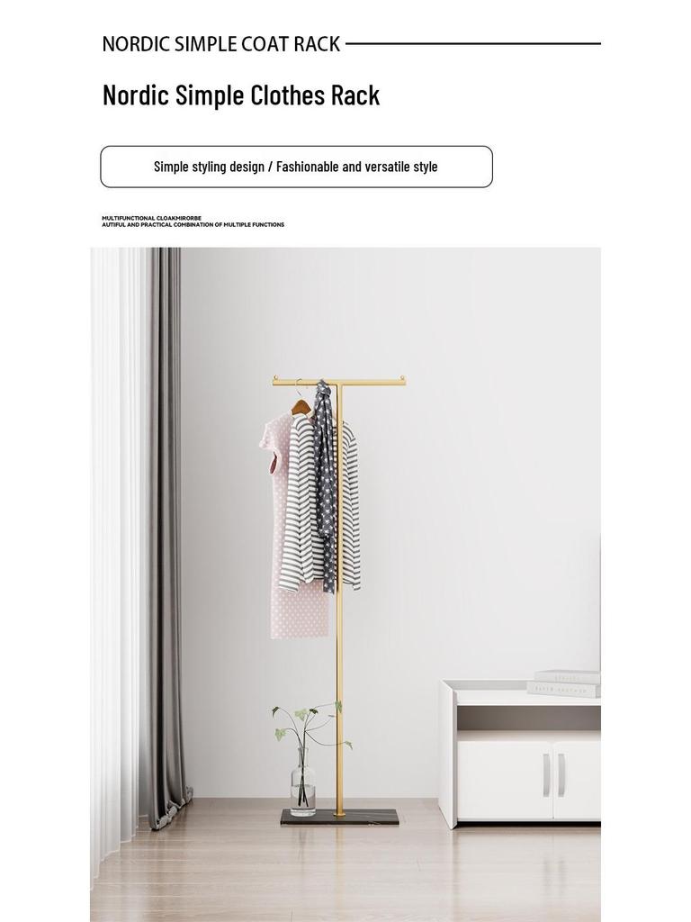 Space-Saving Floor-Standing Clothes and Hat Rack for Bedroom 