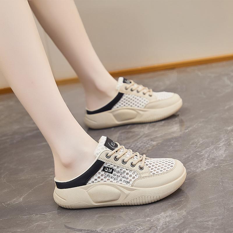 Fashion 2025 Brand Ladies Shoes Closed Toe Women's Slippers Fashion Front Lace-up Outdoor Mesh Best Seller Casual Breathable Sneakers