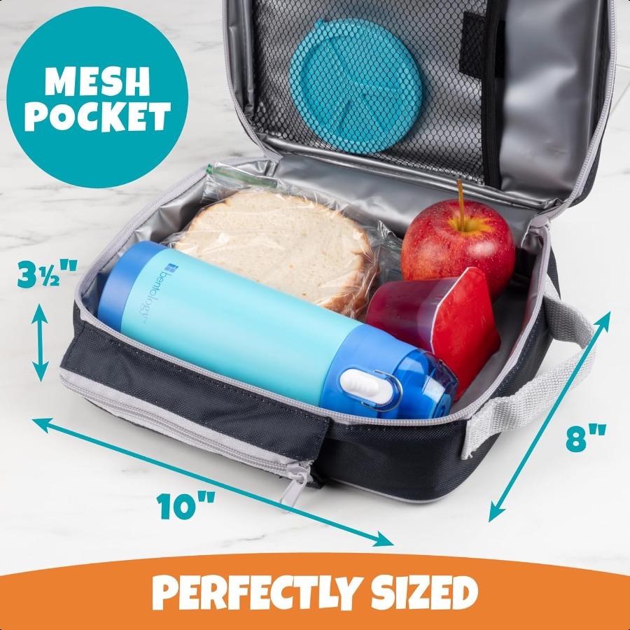 Insulated Lunch Box w Snack Pocket Water Bottle HolderBoys or Blue School Lunchbox Tote Keeps Food H or Colder Longer Reusable United States 31215₽
