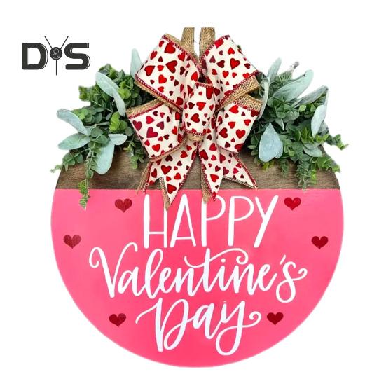 

Знак декора ко Дню святого Валентина, деревянная дверная подвесная табличка с бантом, искусственная зелень, настенный художественный знак на тему любви для входной двери, прихожей, дома, в помещении D wood