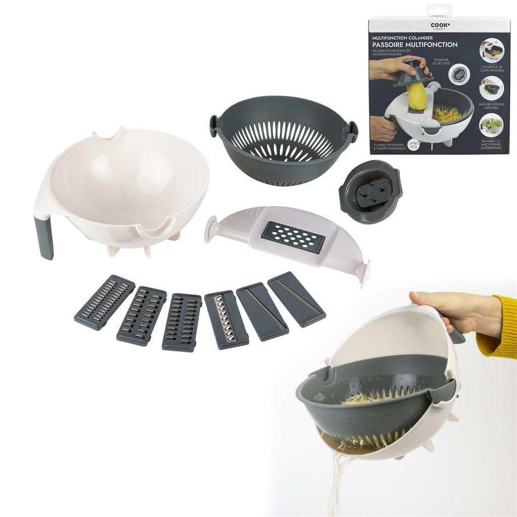 Multifunctional Vegetable Grater With Bowl, 7 Interchangeable Blades