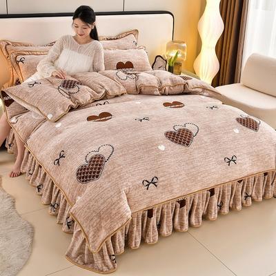 Light Luxury Warm Thickened Milk Fleece Four-Piece Set Double-Sided Fleece Coral Fleece Quilt Cover Bed Flannel Bedding