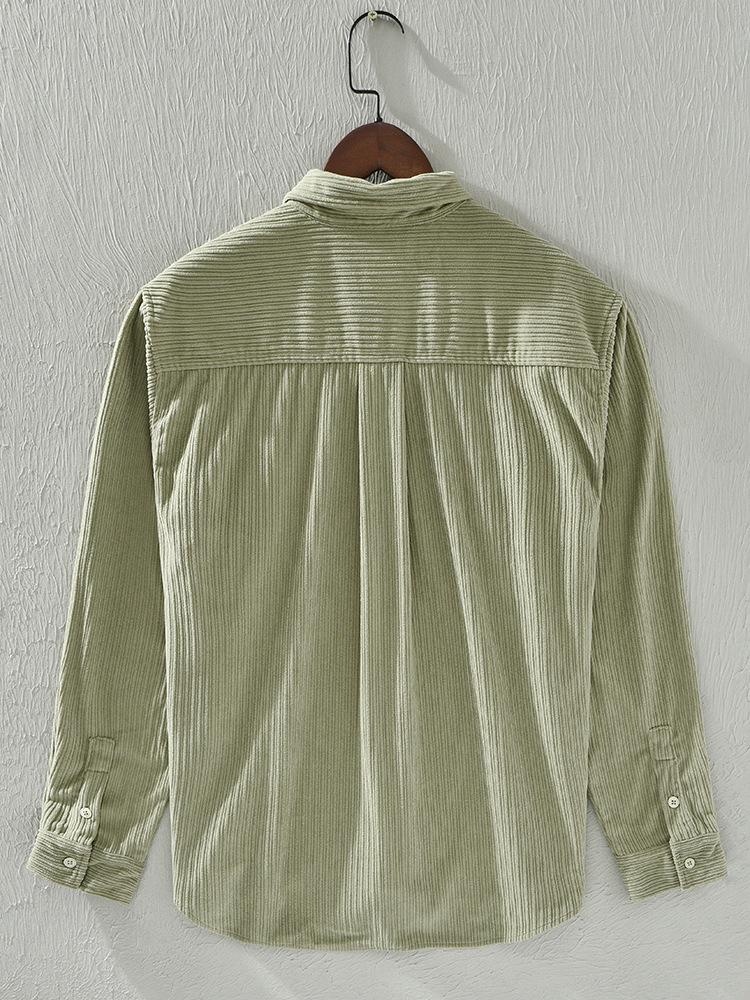 Podzimní manšestrová pánská ležérní retro košile s dlouhým rukávem pro rodiče a děti