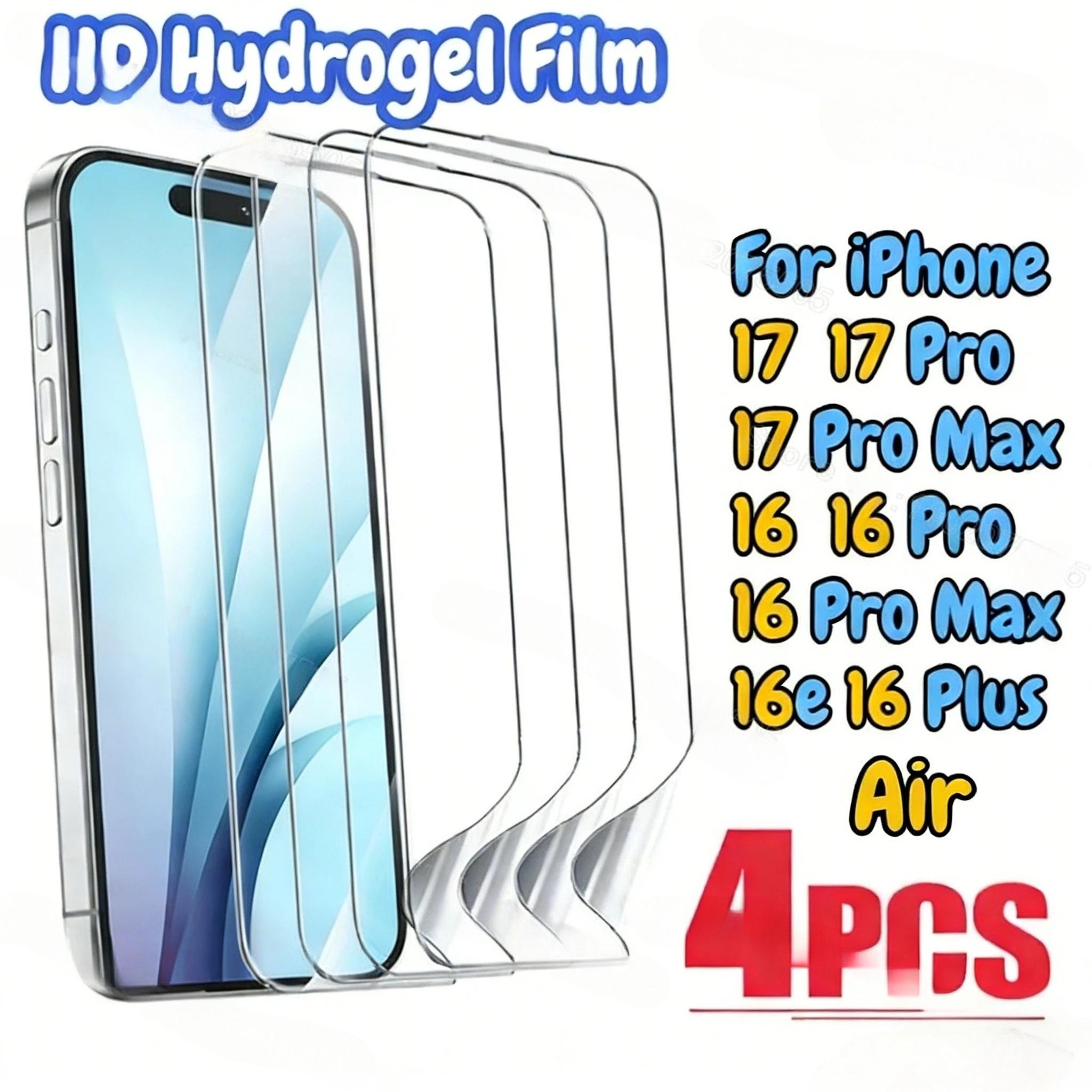 

Clear Hydrogel Protective Films for IPhone 16 Pro Max 17 Pro Max 17 16 Pro 16 Plus 16e Air Glossy HD Screen Protector Film Hydrogel Film&iPhone 16 білий