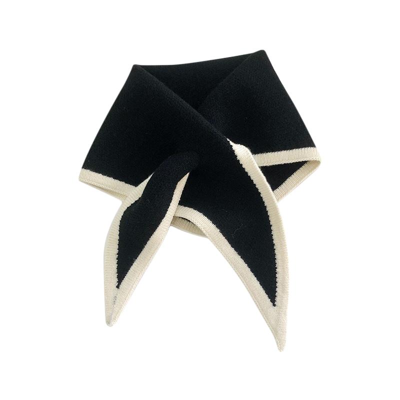 

Корейский Женский Однотонный Треугольный Шарф Зимний Шерстяной Вязаный Эластичный Бант Крест Теплый Шарф Мягкий Ложный Воротник Защита Шеи Нагрудник One Size чёрный