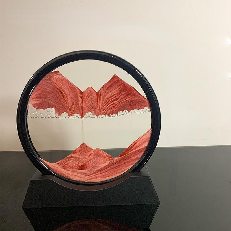 3D Hourglass Round Glass Deep Sea Sandscape In Motion Display Flowing Sand Frame Moving Sand 7/12inch for Home Decor