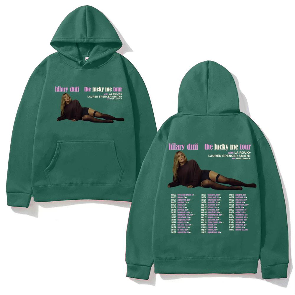 Hilary Duff  Hoodie The Lucky Me Tour for 2026 Hip Hop Graphic Printing Hoody Fashion Classic Soft Punk Hooded Pullovers Fleece