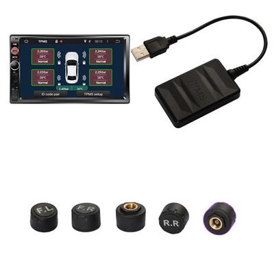 TPMS Android para Radio de Coche Reproductor de DVD Sistema de Monitoreo de Presión de Neumáticos Neumático de Repuesto Externo 5 Sensores Pantalla en Tiempo Real USB TMPS