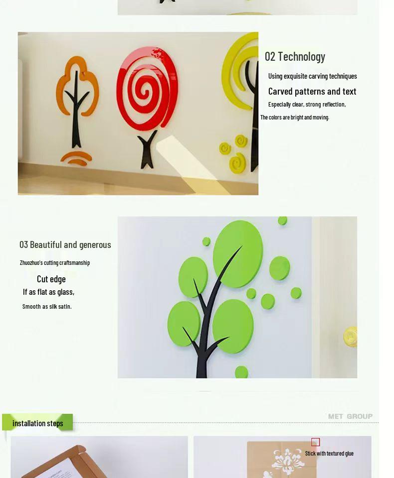 3D Acrylic Cartoon Wall Stickers for Children's Rooms & Classrooms
