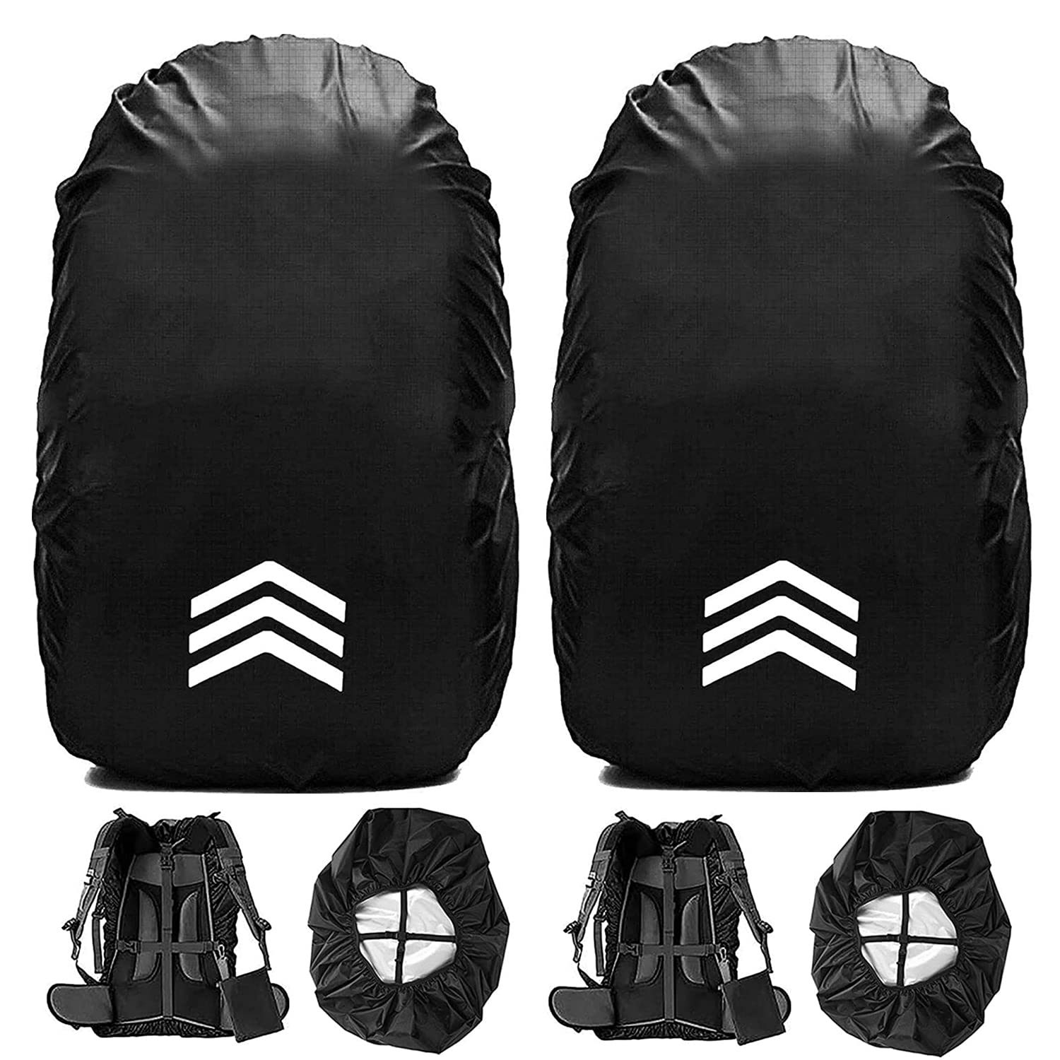 

[XMSSAA] Backpack Cover, Set of 2, Waterproof Rain Cover, Rainproof, Backpack Cover, Backpack Rain Cover, 190T, High Durability, Reflective Tape,
