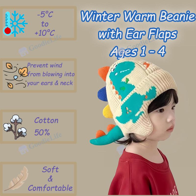 Baby Winter Hat Knitted Beanie with Ear Flaps Warm Windproof Stocking Cap for Newborn Infant Boys & Girls Korean Style Cute Kids Cap