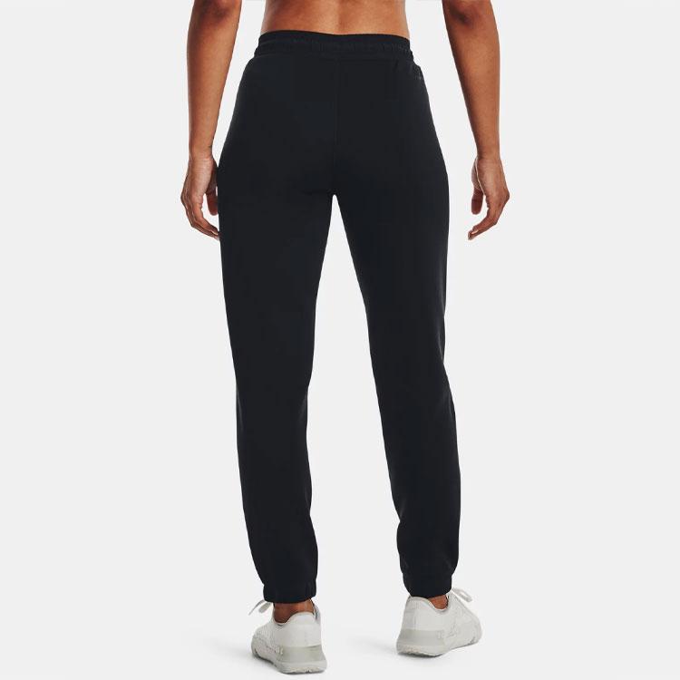 Under Armour Solid Color Elastic Waistband Straight Leg Casual Pants Women Bottoms Black 1375128-002