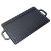 Cast Iron Grill Plate Double Sided Griddle Pan, Versatile BBQ for Outdoor Camping, Dual-Use Striped and Flat Grilling