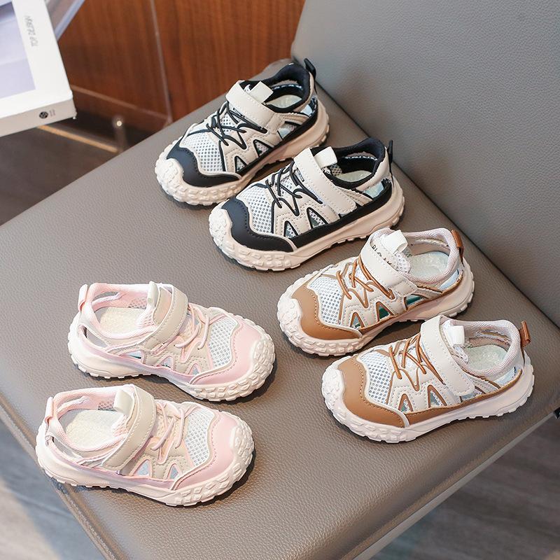 Boys Girls Sports Sandals Hollowed-out Breathable Kids Running Shoes Non-slip Toes Capped 2025 Summer New Students Sandas Soft