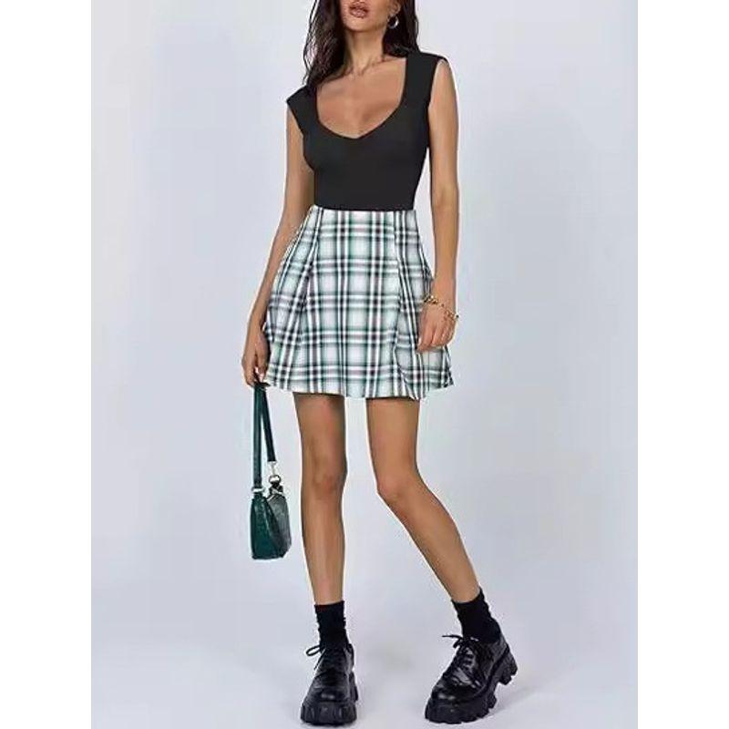 Solid Color V-neck Sleeveless Jumpsuit Women Solid Color and V-neck Sleeveless Leotard