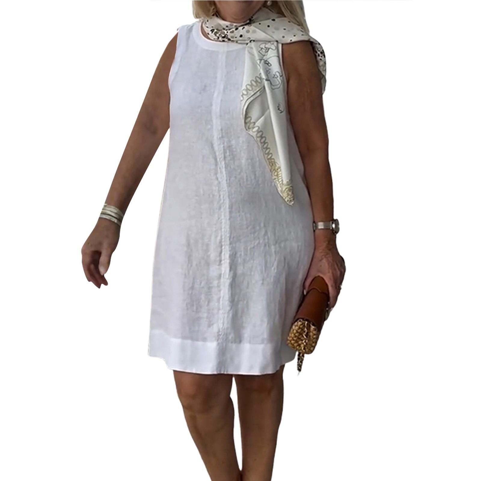 

Женский модный повседневный однотонный сарафан с круглым вырезом XL