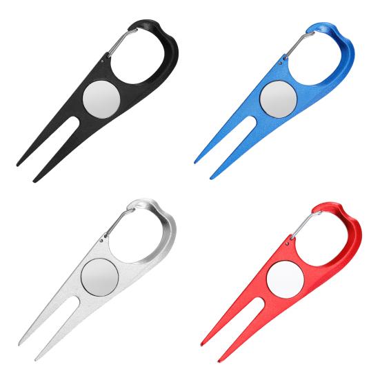 Golf Divot Repair Tool Aluminum Alloy Green Fork with Magnetic Ball Marker Golf Accessories for Men Women Golfers